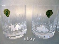 4 Waterford ENIS Crystal Double Old Fashioned Glasses Brandy Whiskey New