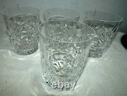 4 Waterford Lismore Clear Crystal Double Old Fashioned Bar Tumblers / Glasses