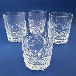 4 Waterford Lismore Crystal Double Old Fashioned Tumbler Glasses 4 3/8 Vintage