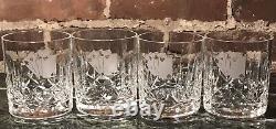 4 Waterford Lismore Double Old Fashioned Glasses Poker Cards Etched Ireland