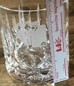 4 Waterford Lismore Double Old Fashioned Glasses Poker Cards Etched Ireland