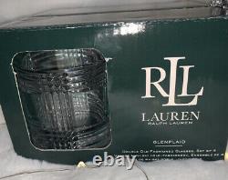4pc Ralph Lauren Glen Plaid Heavy Lead 11.8 Oz. Double Old Fashioned Glasses NIB