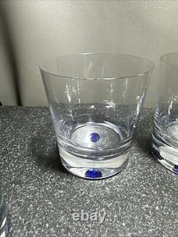 4x Orrefors Sweden Crystal INTERMEZZO Blue Double Old Fashioned