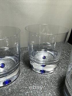 4x Orrefors Sweden Crystal INTERMEZZO Blue Double Old Fashioned