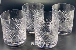 4x Waterford Michele DOUBLE Old Fashioned Cut Crystal Glasses Set Whiskey Rocks