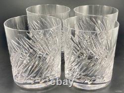 4x Waterford Michele DOUBLE Old Fashioned Cut Crystal Glasses Set Whiskey Rocks