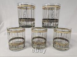 5 MCM George Briard Signed Gold Double Old Fashioned Tumblers Lowball Glasses