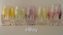 5 MOSER Bohemian Crystal Multicolored Double Old Fashioned Bar Glasses