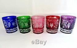 5 Pc. Ajka Crystal Hungary MARSALA Cut to Clear Cased Double Old Fashioned XLNT