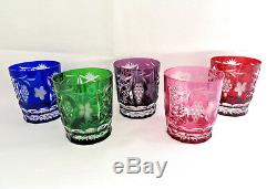 5 Pc. Ajka Crystal Hungary MARSALA Cut to Clear Cased Double Old Fashioned XLNT