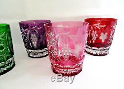 5 Pc. Ajka Crystal Hungary MARSALA Cut to Clear Cased Double Old Fashioned XLNT