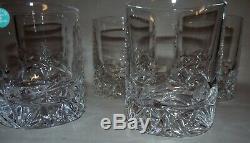 5 Tiffany Rock Cut Crystal Double Old Fashioned Glasses, Germany, Marked, Exc