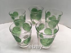 5 Vtg Fred Press Double Old Fashioned Glasses Raised Lime Slice Textured Signed