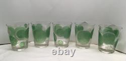 5 Vtg Fred Press Double Old Fashioned Glasses Raised Lime Slice Textured Signed