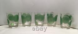 5 Vtg Fred Press Double Old Fashioned Glasses Raised Lime Slice Textured Signed