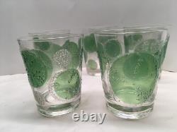 5 Vtg Fred Press Double Old Fashioned Glasses Raised Lime Slice Textured Signed