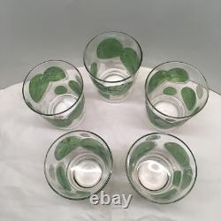 5 Vtg Fred Press Double Old Fashioned Glasses Raised Lime Slice Textured Signed