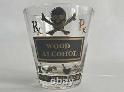 5 Vtg Georges Briard Name Your Poison Double Old Fashioned Glasses Skull MCM