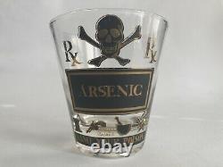 5 Vtg Georges Briard Name Your Poison Double Old Fashioned Glasses Skull MCM