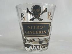 5 Vtg Georges Briard Name Your Poison Double Old Fashioned Glasses Skull MCM