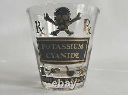 5 Vtg Georges Briard Name Your Poison Double Old Fashioned Glasses Skull MCM
