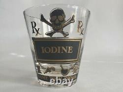 5 Vtg Georges Briard Name Your Poison Double Old Fashioned Glasses Skull MCM