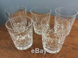 5 Waterford Lismore Double Old Fashioned Glasses 4 3/8 12 oz Ireland Excellent