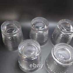 5x Ralph Lauren Crystal Double Old Fashioned Glasses Criss Cross Herringbone Arg