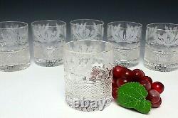 6X Edinburgh Crystal Thistle Double Old Fashioned Tumbler 1st Quality Back stamp