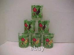 6 Bergdorf Goodman Partridge In A Pear Tree Double Old Fashioned Glasses Red &