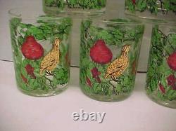 6 Bergdorf Goodman Partridge In A Pear Tree Double Old Fashioned Glasses Red &