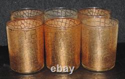6 Culver 22kt Gold Alligator 4.25 Double Old Fashioned Glasses, See Condition