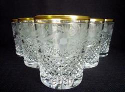 6 Ebeling & Reuss Marquis Gold Trim Double Old Fashioned Cut Crystal Glasses