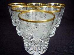 6 Ebeling & Reuss Marquis Gold Trim Double Old Fashioned Cut Crystal Glasses