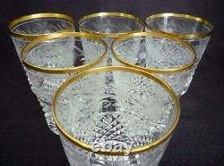 6 Ebeling & Reuss Marquis Gold Trim Double Old Fashioned Cut Crystal Glasses