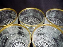 6 Ebeling & Reuss Marquis Gold Trim Double Old Fashioned Cut Crystal Glasses