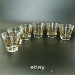 6 Fred Press Angelfish Double Old Fashioned Glasses Clear with 22 Karat Gold Fish