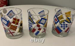 6 Georges Briard Nautical Signal Flag Double Old Fashioned Whiskey Tumblers MCM