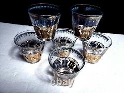 6 MCM Culver SARATOGA Double Old Fashioned Rocks Glasses 22 Kt Gold Turquoise