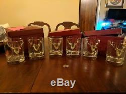 6 PCS Arthur Court Stag / Elk Whiskey Tumbler Double Old Fashioned Bar Glass NiB