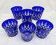 6 Pc Ajka Crystal Hungary ARABELLA Cobalt Blue Cut to Clear Double Old Fashioned