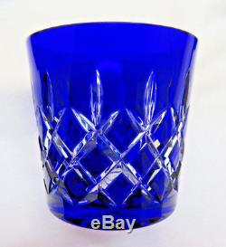 6 Pc Ajka Crystal Hungary ARABELLA Cobalt Blue Cut to Clear Double Old Fashioned