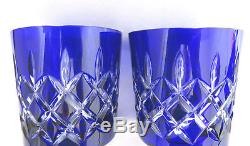 6 Pc Ajka Crystal Hungary ARABELLA Cobalt Blue Cut to Clear Double Old Fashioned