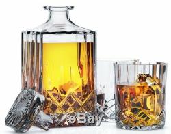 6 Pieces Home Kitchen Whiskey Bar Crystal Decanter Double Old Fashioned Glasses