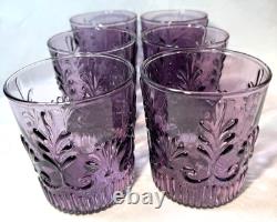 6 Purple Cranberry Adams Pilgrim Double Old Fashioned Glasses -free Ship