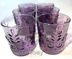 6 Purple Cranberry Adams Pilgrim Double Old Fashioned Glasses -free Ship