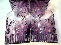 6 Purple Cranberry Adams Pilgrim Double Old Fashioned Glasses -free Ship