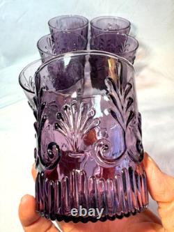 6 Purple Cranberry Adams Pilgrim Double Old Fashioned Glasses -free Ship