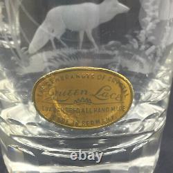 6 Queen Lace crystal double old fashioned glasses American wildlife with sticker