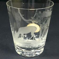 6 Queen Lace crystal double old fashioned glasses American wildlife with sticker